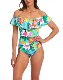 LA BLANCA Tropea Breeze Off Shoulder Ruffle One Piece