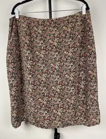 Merona Multicolor Paisley Lined 100% Silk Side Slit Skirt Plus Size 18W‎