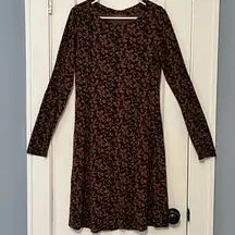 Cut Loose casual knee length dress size small brown printed fall neutral minimal