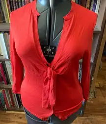 Magaschino cherry red tie button down M luxury cardigan