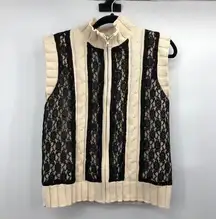 Cici Tash Cable Sweater Lace Vest Sz L