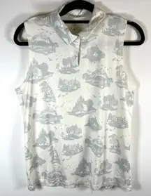 Nike Dri FIT Sleeveless Golf Polo Shirt Women's Size Medium Nature Scene Print