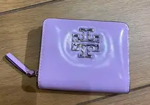 Tory Burch Britten Smooth Patent Leather Bifold Wallet Lavender