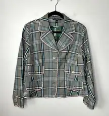 Bernardo Size 14W Women's Green Plaid Y2K 90s Twee Indie Schoolgirl Blazer