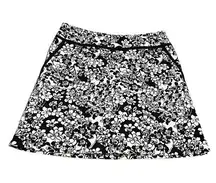 Liz Golf Skort Cotton Poly Spandex Size 6 Black White Floral Stretch Mid Rise