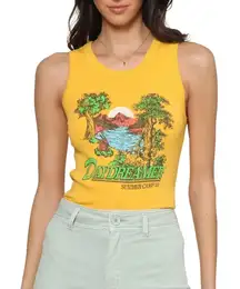 Daydreamer Yellow Camp Graphic Tank Top Women’s XS