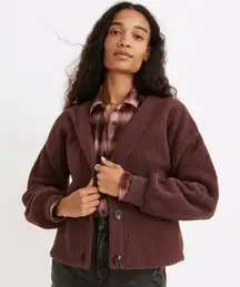 NWT Madewell (Re)sourced Fleece Crop Cardigan in Dark Fig - Size L