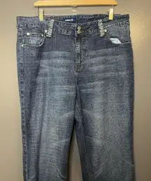 Zana Di Jeans Womens 22 Blue Bootcut Rhinestone Embellished Stretch Denim Bling