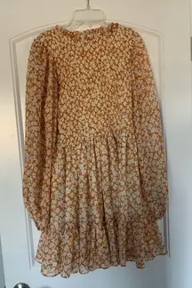 Vestique Dress Mini Floral Fall/Spring Smocked Puff Sleeves