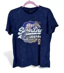 Superdry Blue Graphic Print Short Sleeve Tee Shirt Womens 6 Casual Basic Shirt