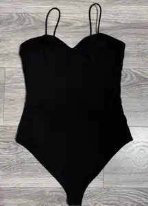 NBD Women Black Sweetheart‎ Neckline Strappy Bodysuit Size S Date Night Gothic