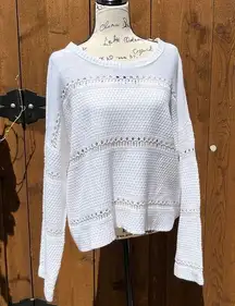 Long Sleeve White Lightweight Sweater Size L Large