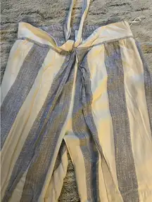 Split Wide Open Leg blue and white striped beach wear pants