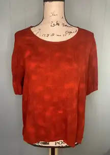 Vintage Southwest Indian Foundation Textured Rust Orange Knit Short Sleeve Top M