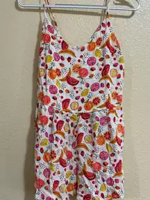 LOFT Women's Fruit Pattern Romper - White, Pink, Orange