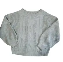 Full Circle Trends Green Crew Neck Crop Cable Knit Pull Over Sweater Size XL