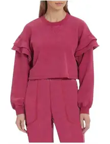 7 FOR ALL MANKIND Pink Ruffled Sweatshirt NWT Medium