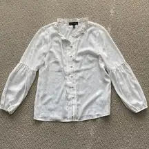 NEW The Limited Button Down Shirt Cream Gold Ruffled Blouse Work Top XS NWOT