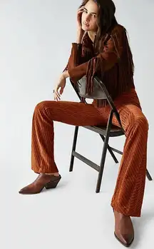 Free People Slim Pull-On Velvet Flare Pants