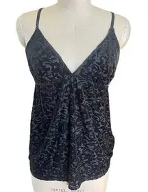 flora by Flora Nikrooz Erika Black Velvet Burnout Tank Top Size Large