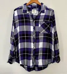 🦋 Arizona Jean Company Purple Flannel Boyfriend Fit Button Down XXL