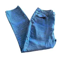 DG2 Diane Gilman Women Denim Pants Stretch Jeans Zebra Print Cutout Blue Size 12