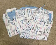 Munki Munki Pajama Set Long Sleeve Flannel Downhill Ski Winter Christmas Lg