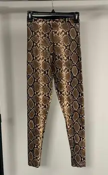 Commando Vegan Leather Snakeskin Print Leggings Size M