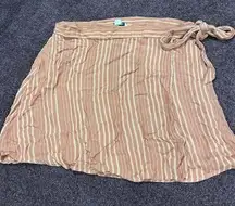 American Eagle Coral Striped Wrap Skirt Size Large