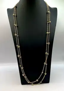 Monet Double Layered  Long Chain And Balls  Gold Tone. Elegant Classic Monet