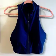Fabletics Blue zip crop top Leilani with Built in removable bra in size large