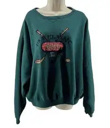 Vintage USA Classic Embroidery Golf Club Pullover Sweatshirt Green Womens Xlarge