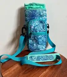 Teal and Blue neoprene water bottle bag Patterned Women's Travel Bag