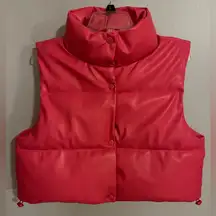 Simply Southern Faux Leather Puffer Vest NWT Size M