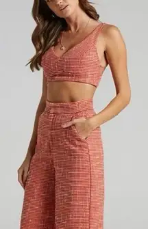 Showpo adelaide terracotta orange trouser crop top set