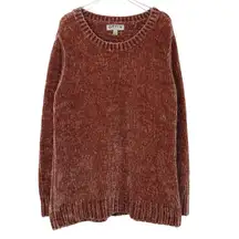 Orvis Dark Rose Pink Chenille Chunky Knit Sweater Large Pullover Casual Sweater