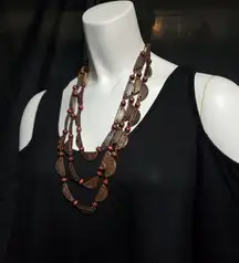 Boho Coconut Shell Brown Multilayer Necklace