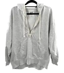 Aerie Light Gray Oversized 1/2 Zip Pull Over Hooded Sweatshirt
