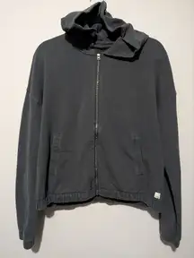 Vuori Laguna Dark Gray Full-Zip Cropped Hoodie Size Large