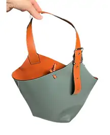 Madison De Beaute Tote Bag Womens Green Tan Leather Italian Designer bag Handbag