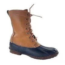Vintage 1960s L.L. Bean Maine Hunting Duck‎ Boots 8 Tan Leather Rubber Sole USA
