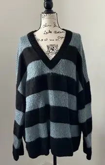 ALLSAINTS Lou Sparkly V Neck Striped Sweater Large