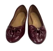 Circus by Sam Edelman Faux Croc Burgundy Bow Toe Slip On Loafer Size 7