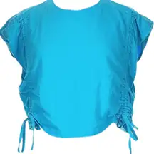 OAK + FORT 100% Cotton Oversized Boxy Turquoise Top w Adjustable Ties. nwot