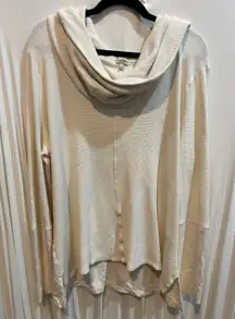 Croft & Barrow Women's Cream Waffle Knit Cowl Neck Long‎ Sleeve Tunic Top