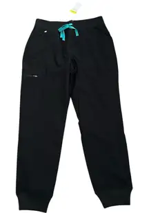 Figs Women's Black Jeggings with Teal Accent and  lined