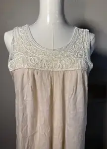 Lavish Boho Crochet Lace Tunic Tank Top – Ivory Beige