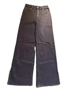 So Wide Leg High Rise Black Button Fly Jeans Juniors Size 9 Stretch 90s NWT