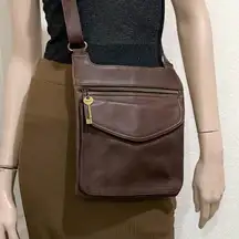 Vintage Fossil 1954 75082 New American Classic Brown Genuine Leather Crossbody