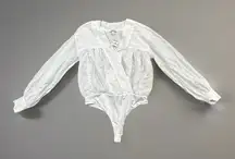 NWT Womans Express Long Sleeve White Wrap Bodysuit Size M